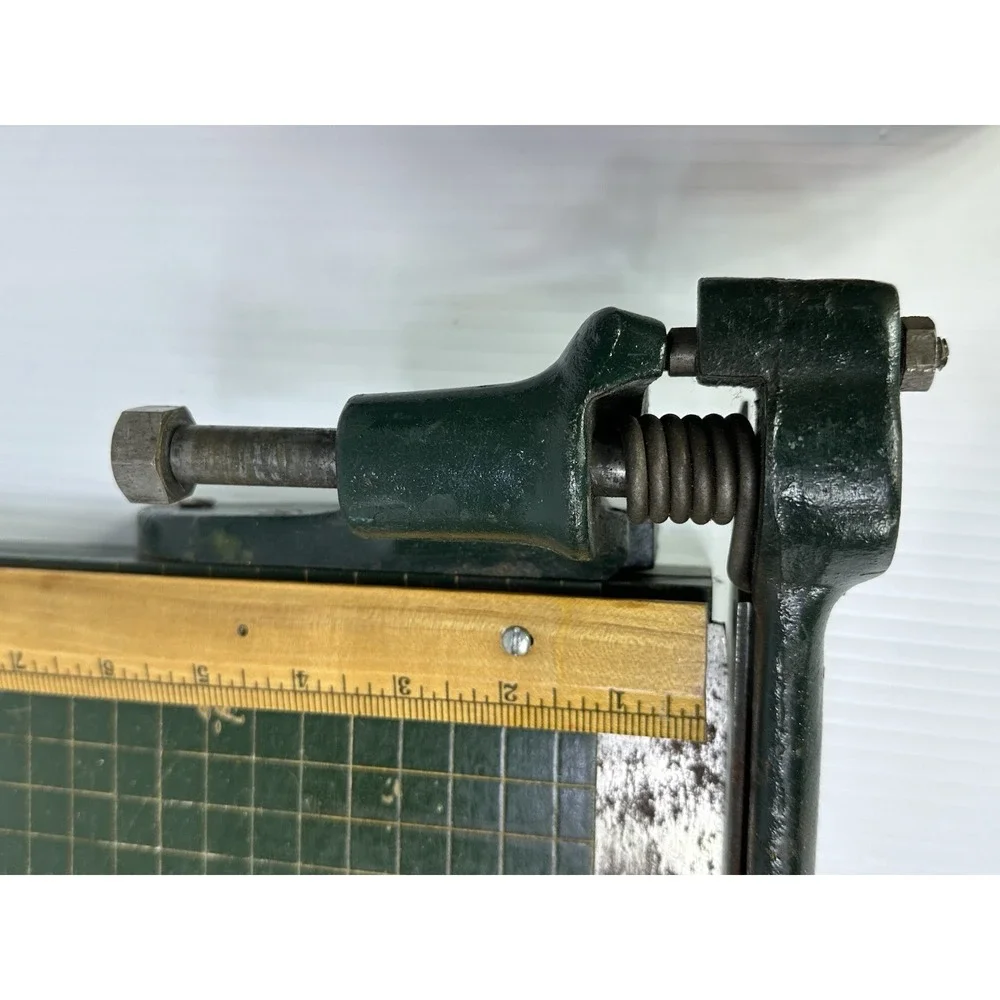 Vintage Guillotine Paper Cutter Cast Iron Handle MCM